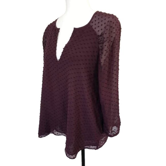 ARITZIA BABATON Augustus Silk Blend Top Blouse Size Small Burgundy Swiss Dots - Picture 4 of 9